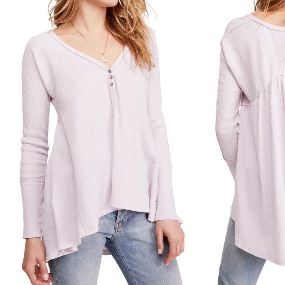 Free People Citrine Textured Thermal Cotton Top